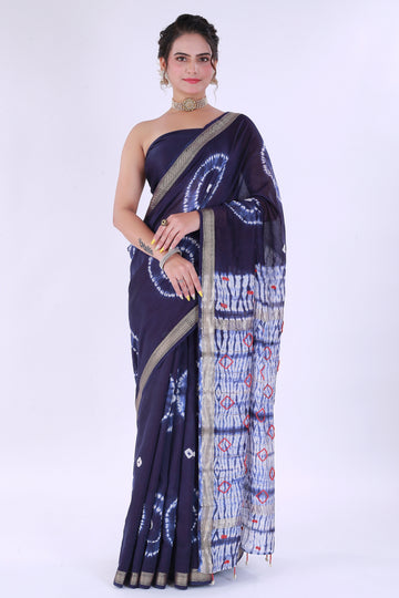 KajuKatli Navy Blue Saree – Sweet Elegance