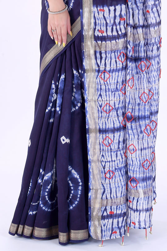 KajuKatli Navy Blue Saree – Sweet Elegance - Nirsha