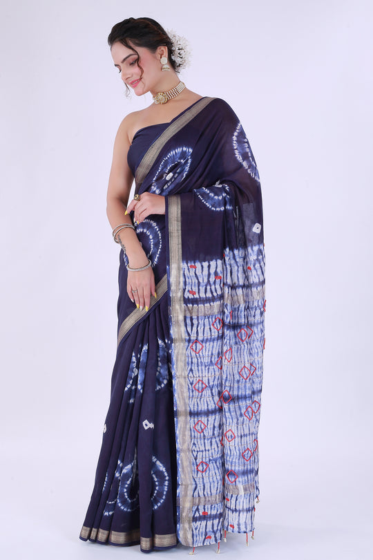 KajuKatli Navy Blue Saree – Sweet Elegance - Nirsha