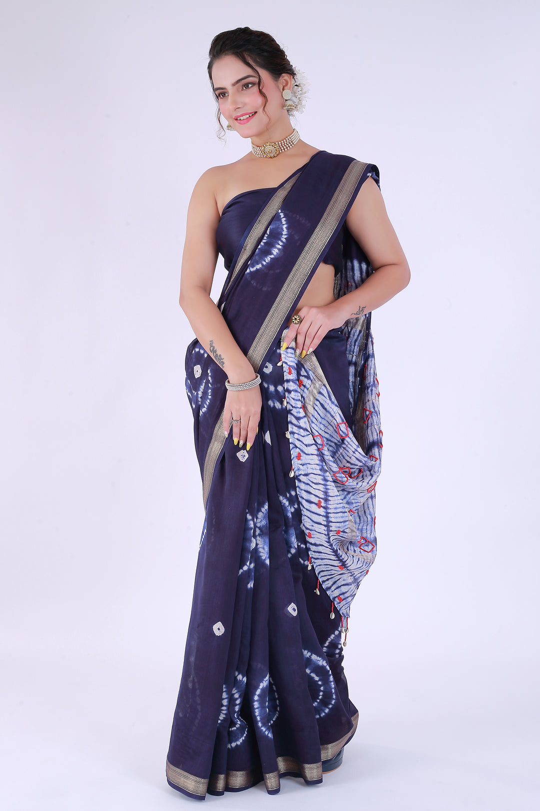 KajuKatli Navy Blue Saree – Sweet Elegance - Nirsha