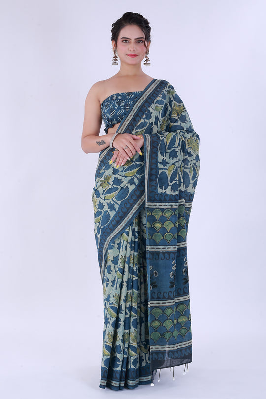 Laila Block Print Saree – Timeless Block Art - Nirsha