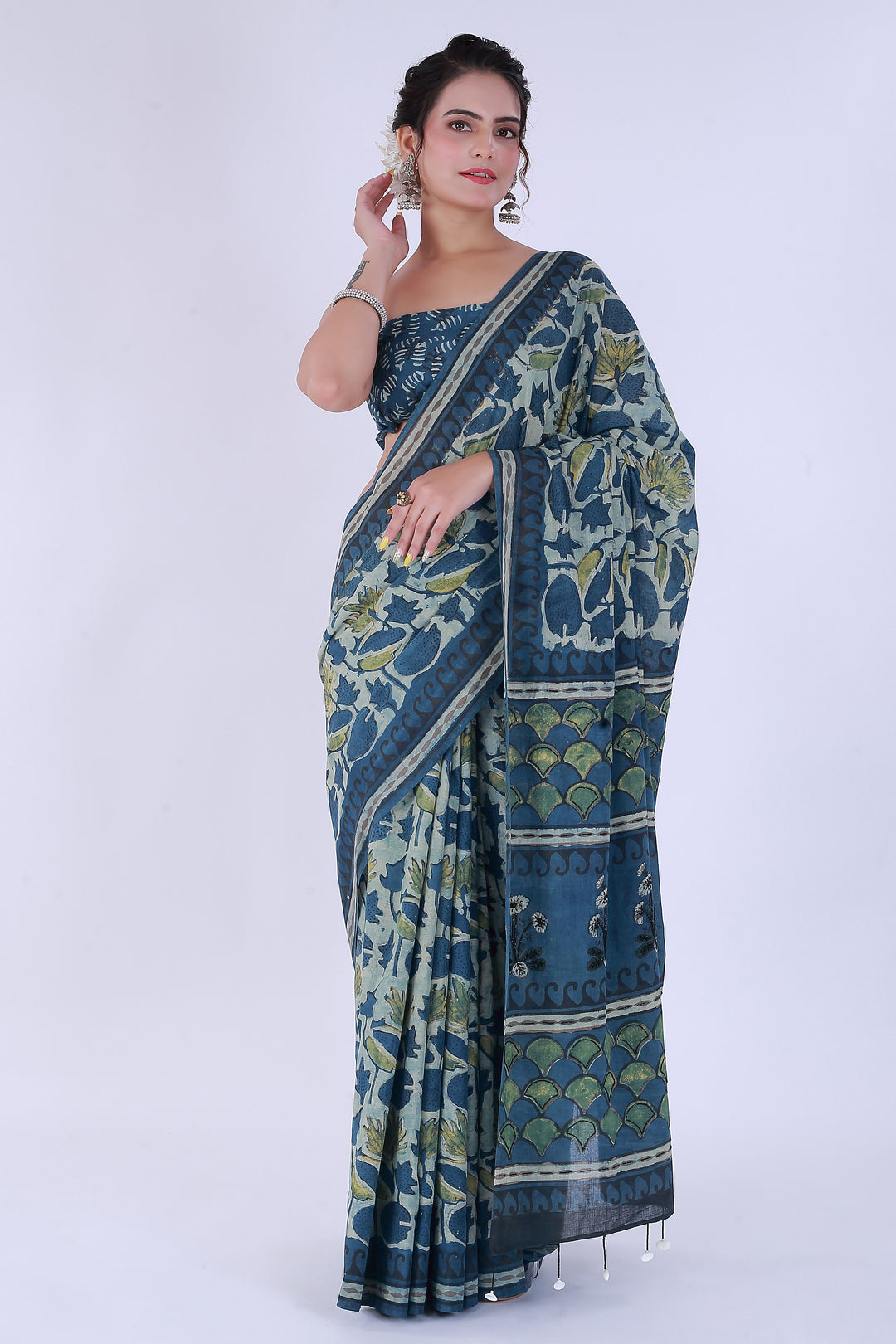 Laila Block Print Saree – Timeless Block Art - Nirsha