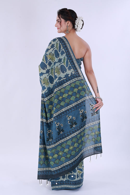 Laila Block Print Saree – Timeless Block Art - Nirsha