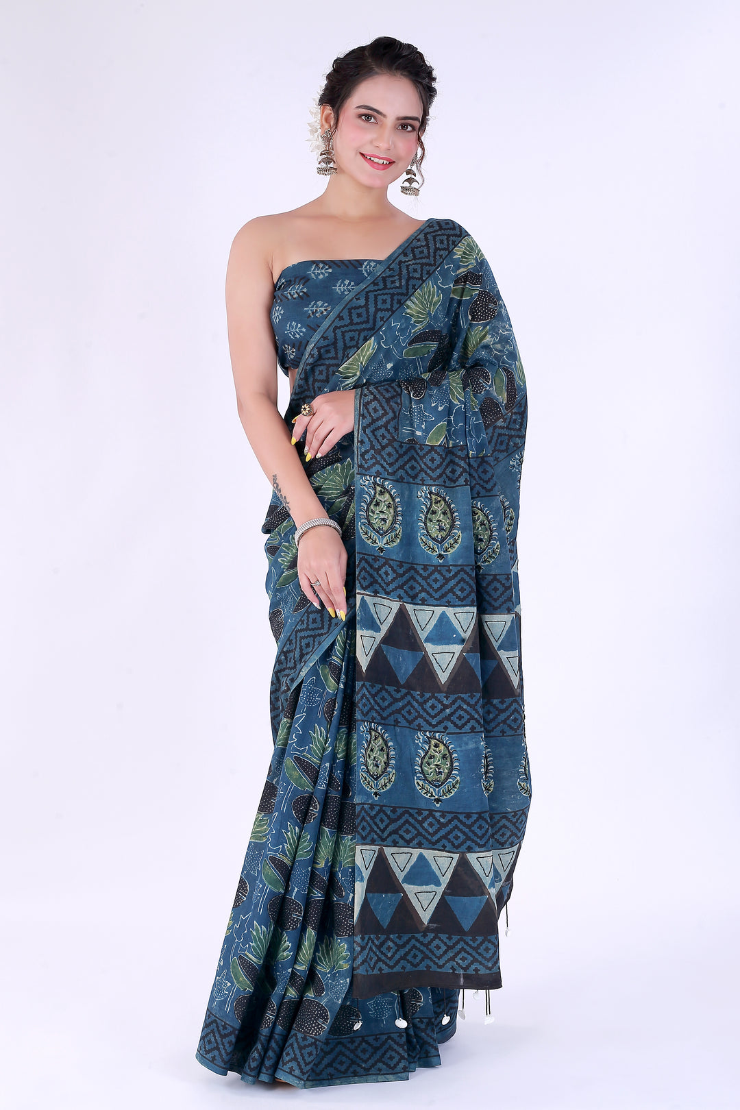 Morni Block Print Saree – Grace of the Peacock - Nirsha