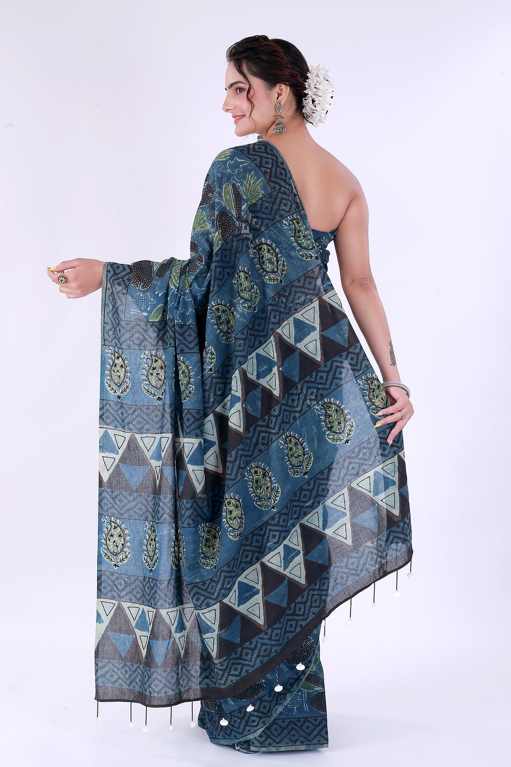 Morni Block Print Saree – Grace of the Peacock - Nirsha