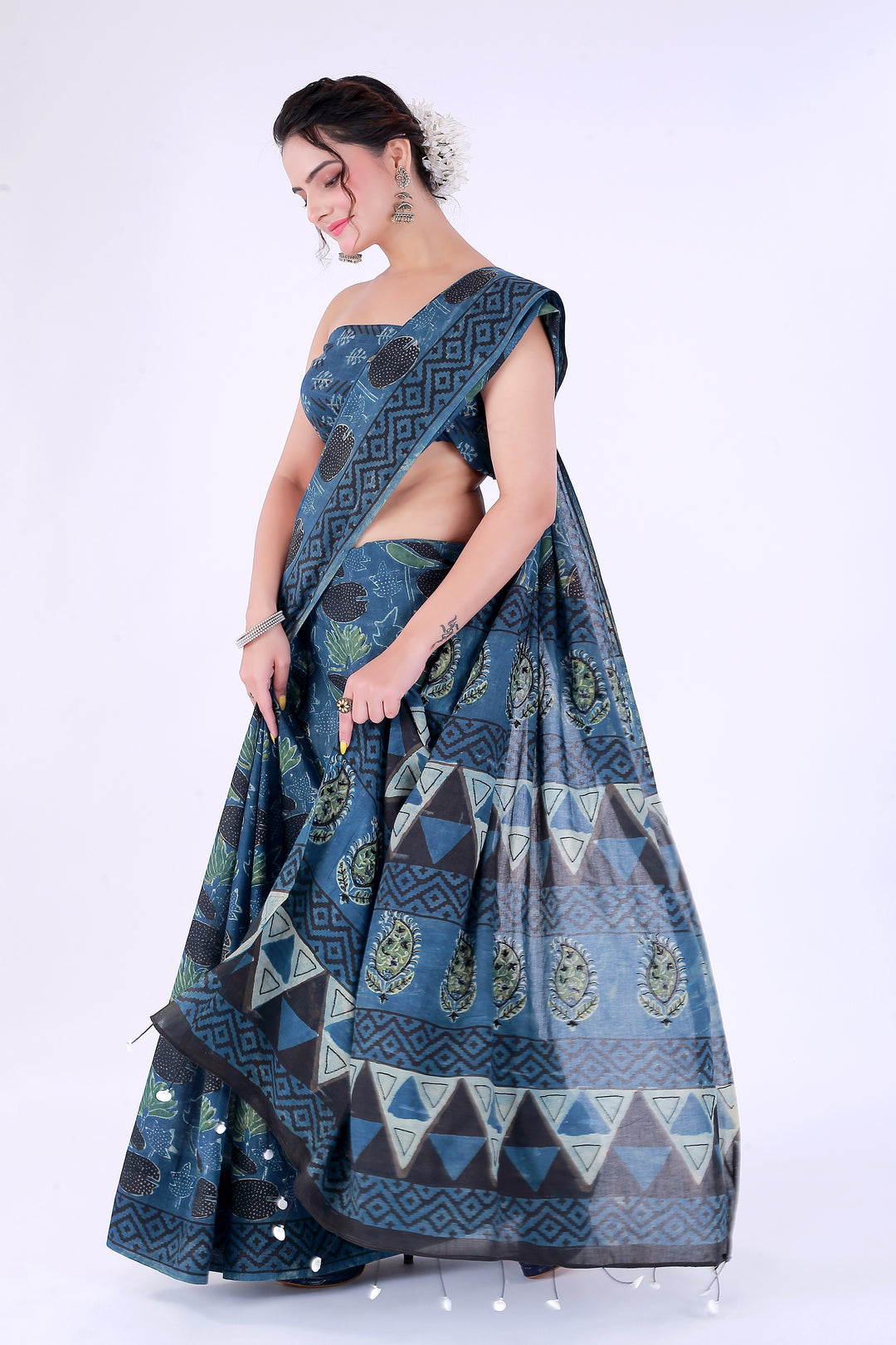 Morni Block Print Saree – Grace of the Peacock - Nirsha