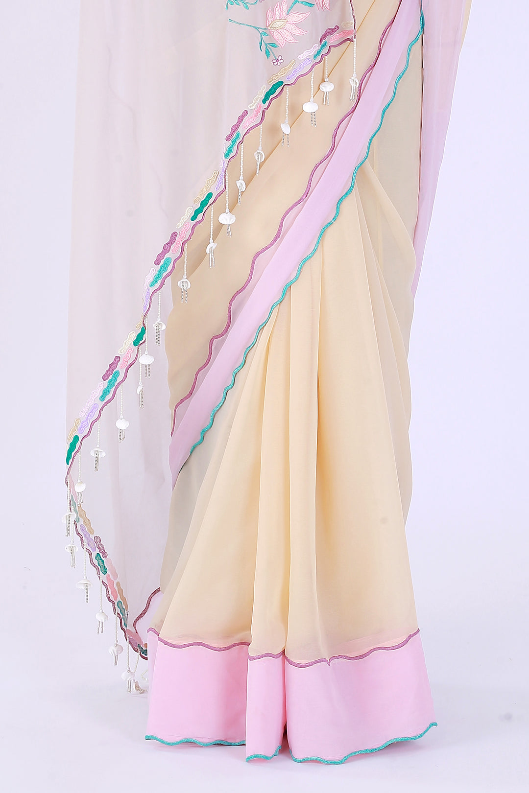 GulBahar Pastel Saree – Pastel Garden Bliss - Nirsha