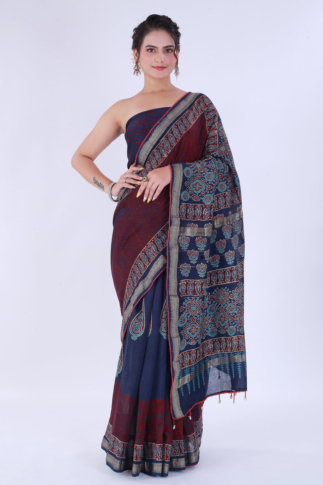 Ishq Red and Navy Blue Saree – Love in Two Hues - Nirsha