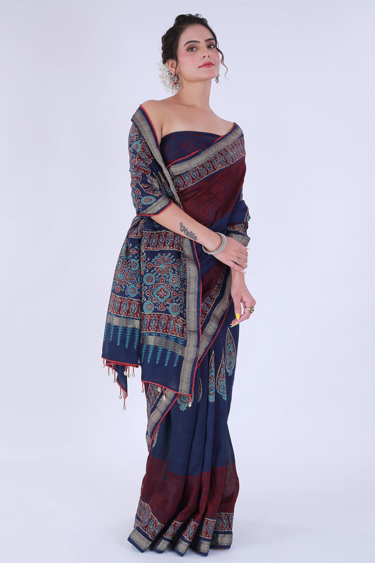 Ishq Red and Navy Blue Saree – Love in Two Hues - Nirsha