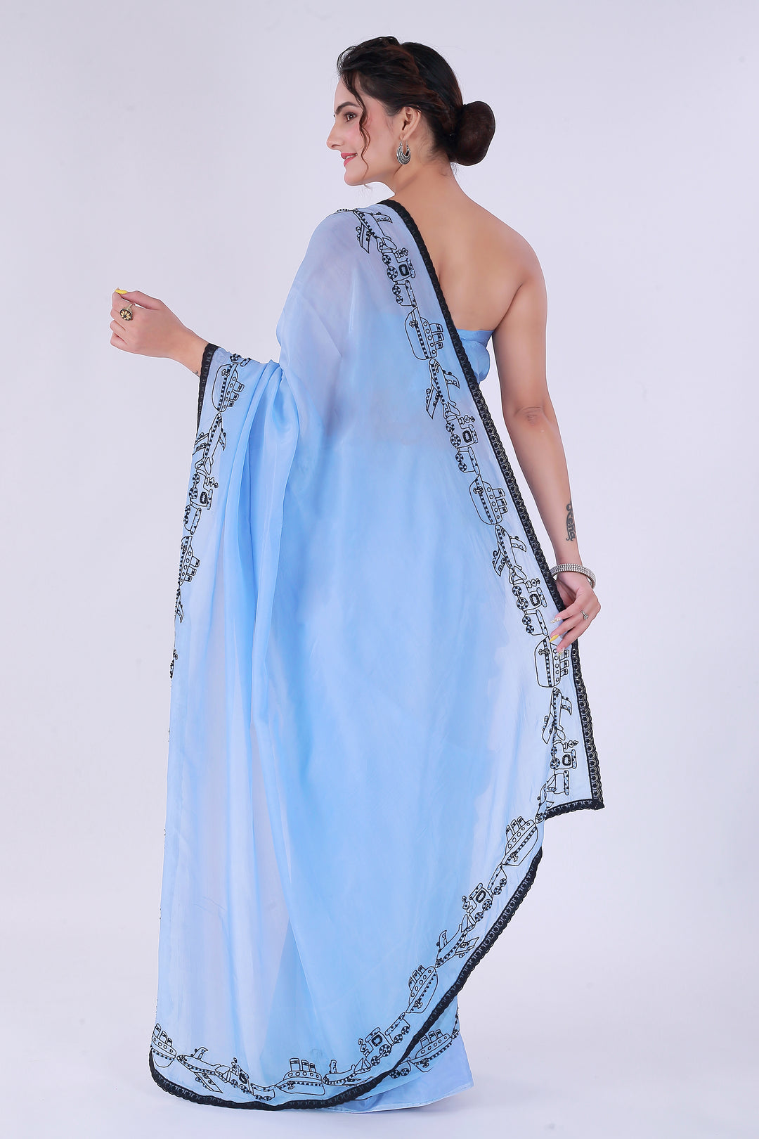 Safar Powder Blue Saree with Blouse – Journey of Elegance - Nirsha