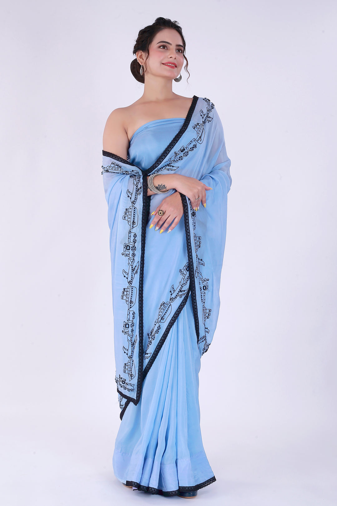 Safar Powder Blue Saree with Blouse – Journey of Elegance - Nirsha