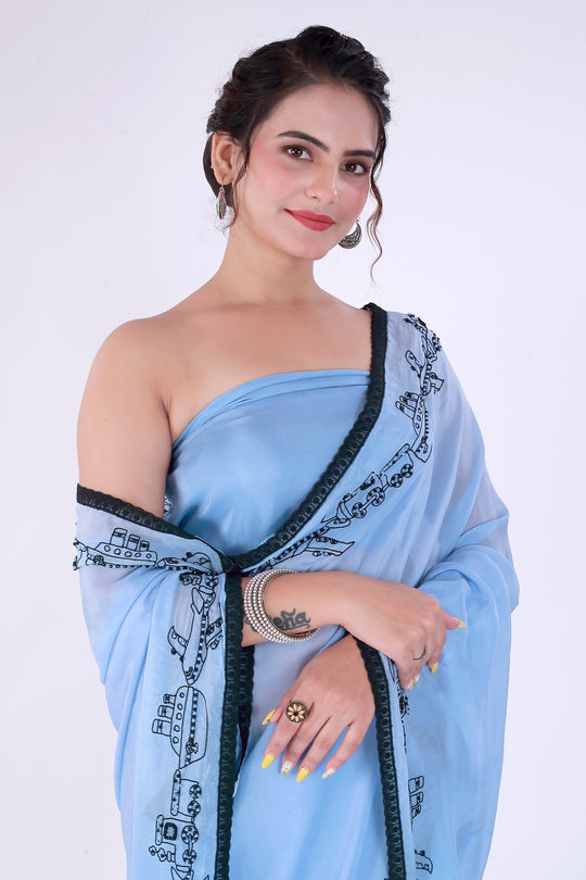 Safar Powder Blue Saree with Blouse – Journey of Elegance - Nirsha