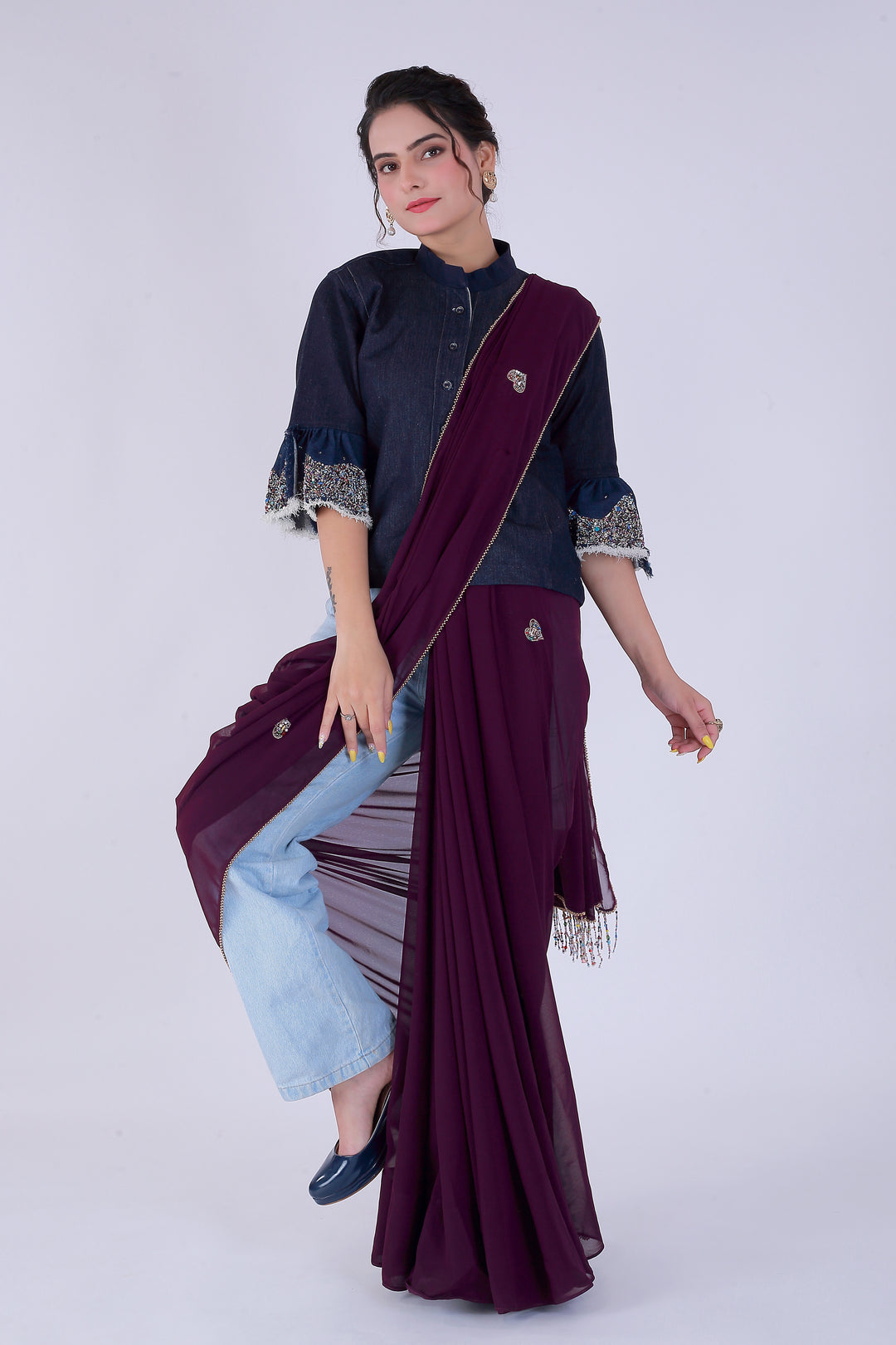 Dil-E-Bahaar Wine Saree – Elegance in Wine - Nirsha