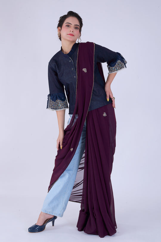 Dil-E-Bahaar Wine Saree – Elegance in Wine - Nirsha