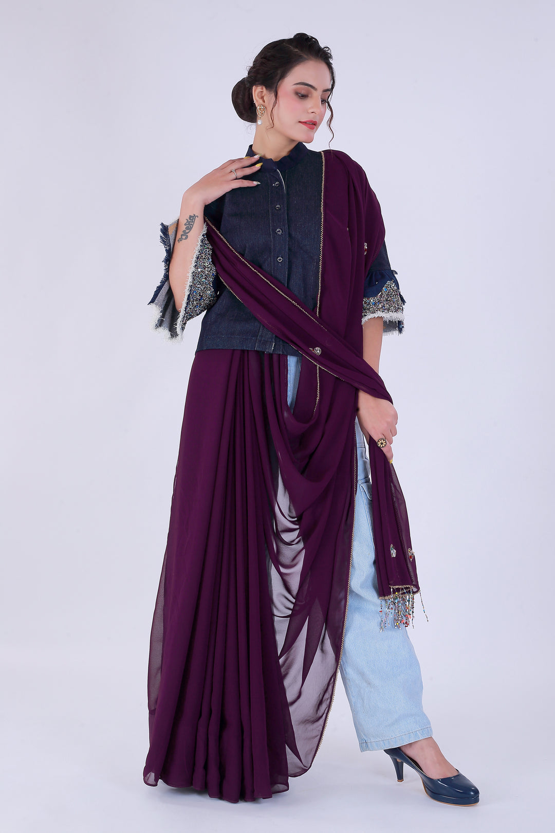 Dil-E-Bahaar Wine Saree – Elegance in Wine - Nirsha