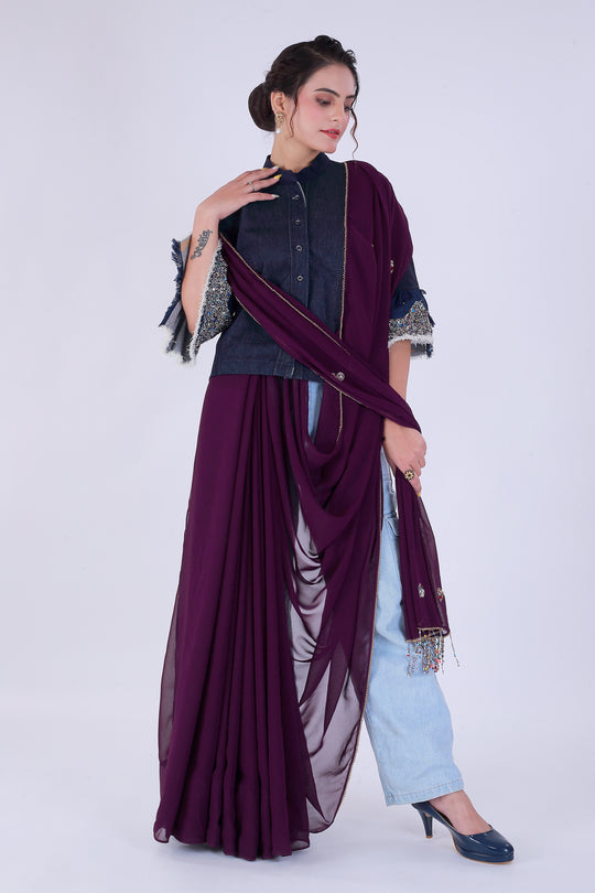 Dil-E-Bahaar Wine Saree – Elegance in Wine - Nirsha