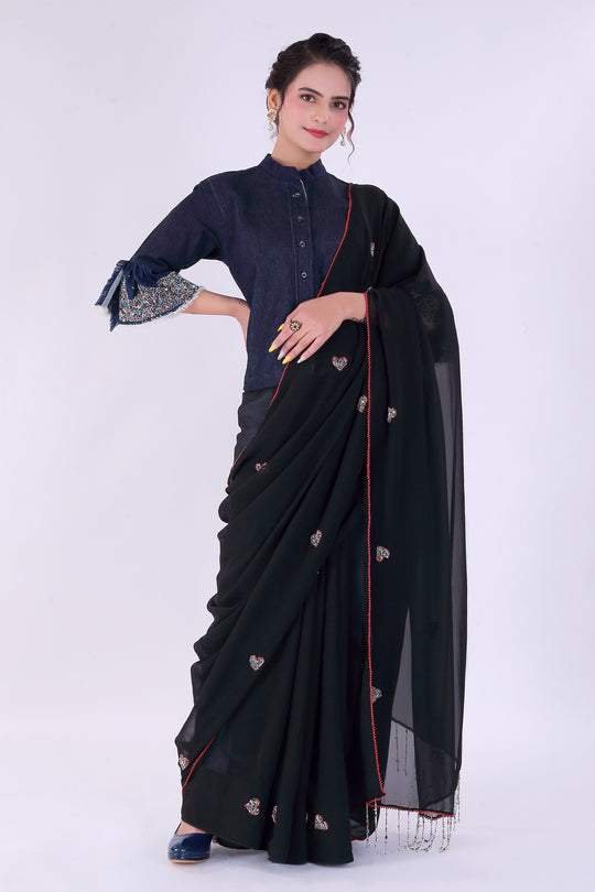 Dil-E-Bahaar Black Saree – Timeless Black Beauty - Nirsha