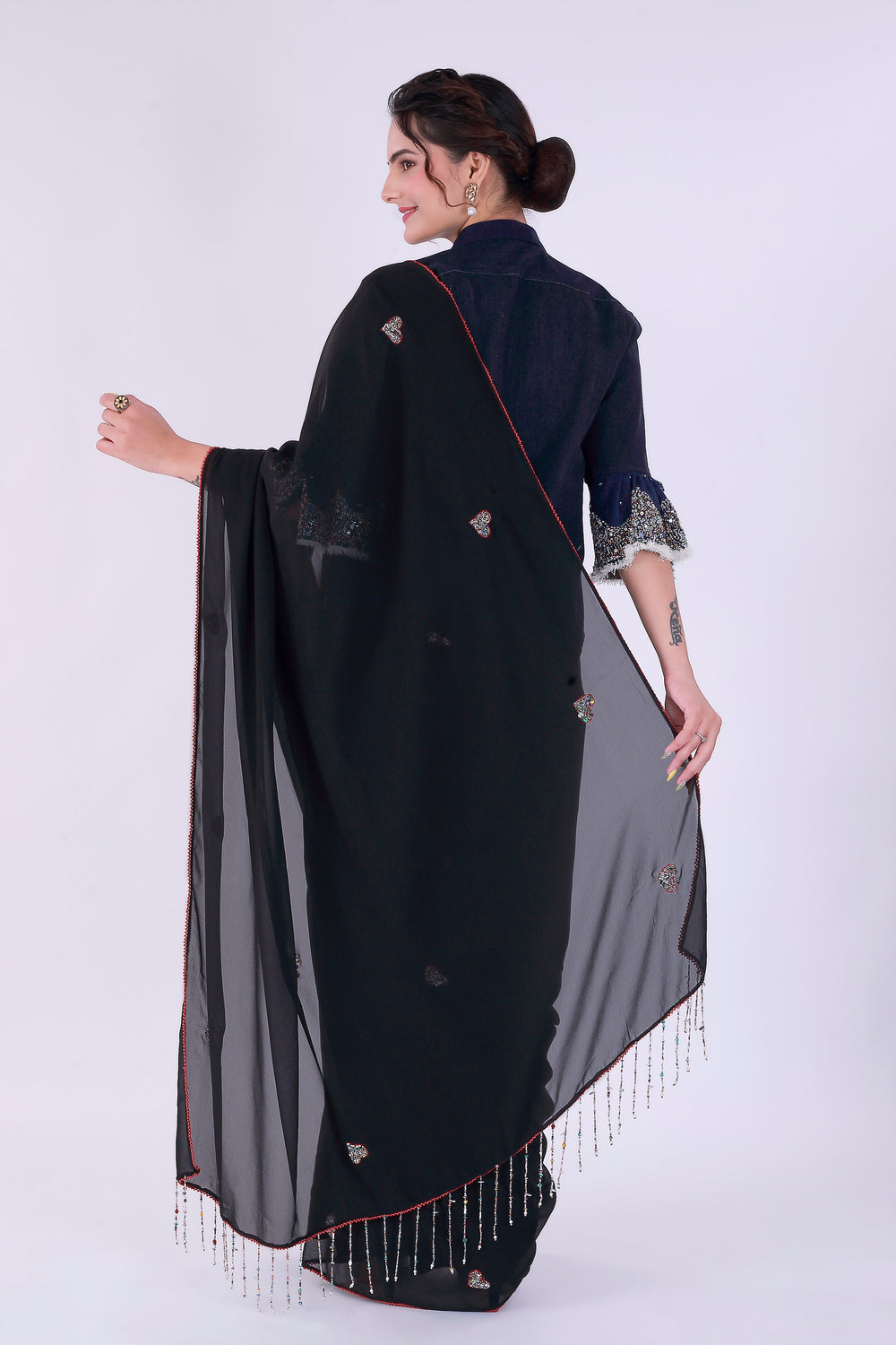 Dil-E-Bahaar Black Saree – Timeless Black Beauty - Nirsha