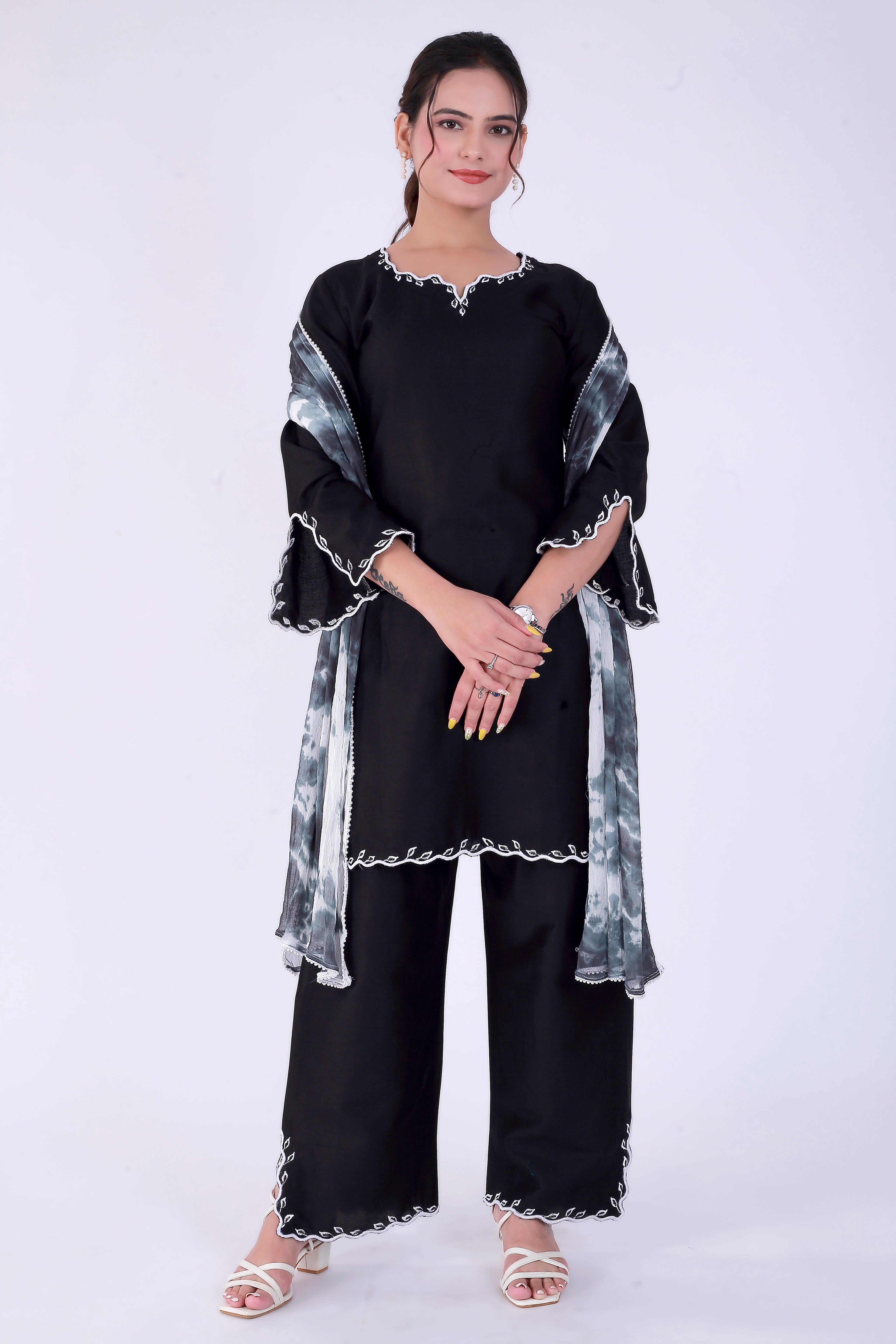 Tie-Dye Black Patti Suit Set – Midnight Elegance - Nirsha