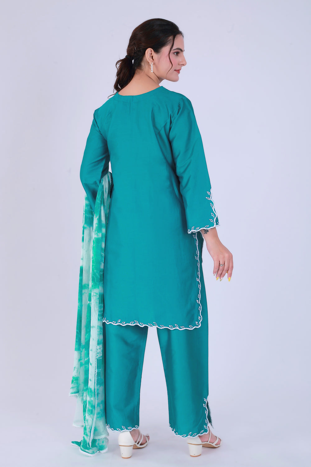 Tie-Dye Teal Patti Suit Set – Waves of Teal - Nirsha