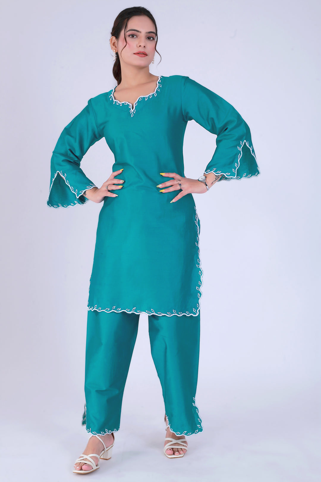 Tie-Dye Teal Patti Suit Set – Waves of Teal - Nirsha