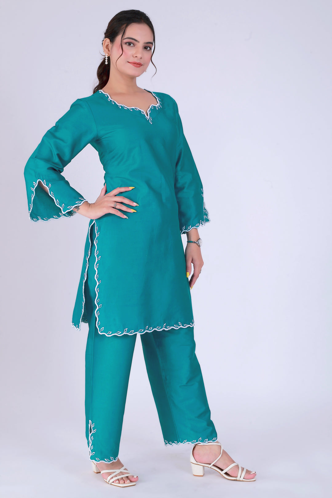 Tie-Dye Teal Patti Suit Set – Waves of Teal - Nirsha