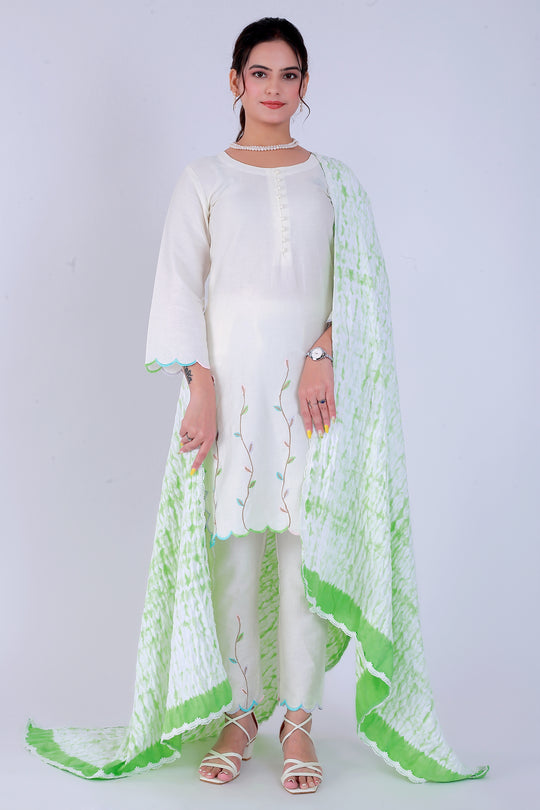 Green Shibori Tana Suit Set – Verdant Shibori Charm - Nirsha