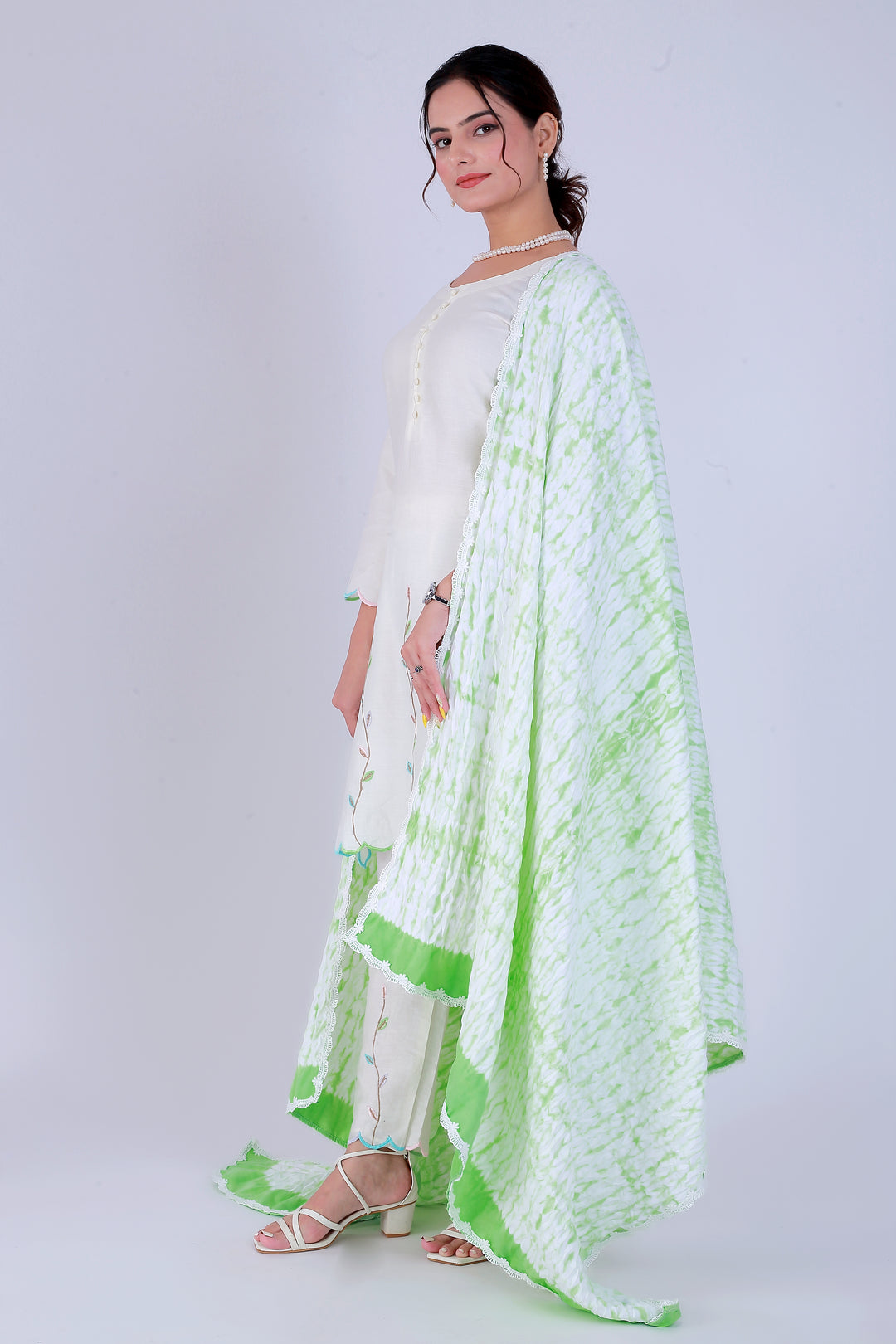 Green Shibori Tana Suit Set – Verdant Shibori Charm - Nirsha