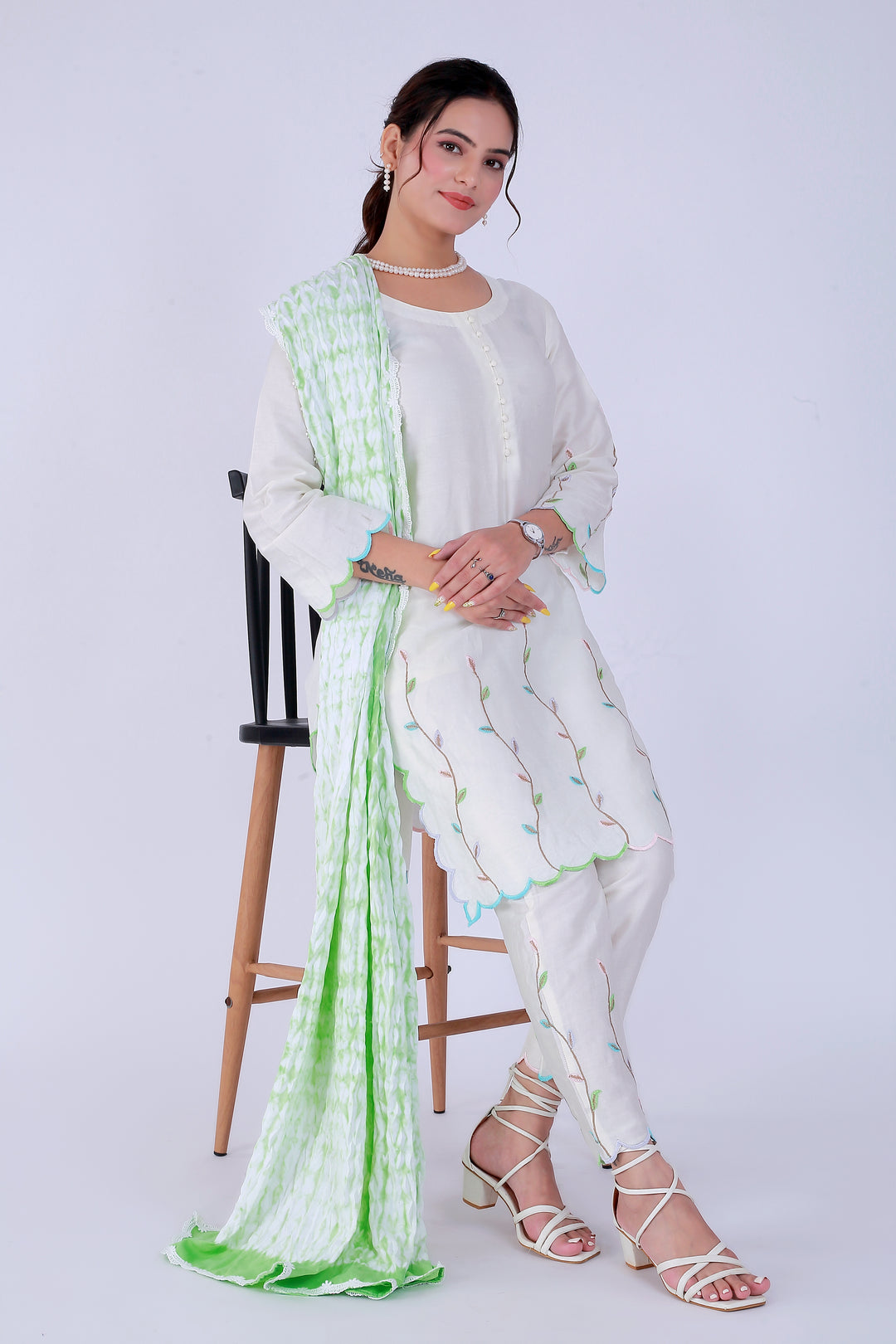 Green Shibori Tana Suit Set – Verdant Shibori Charm - Nirsha