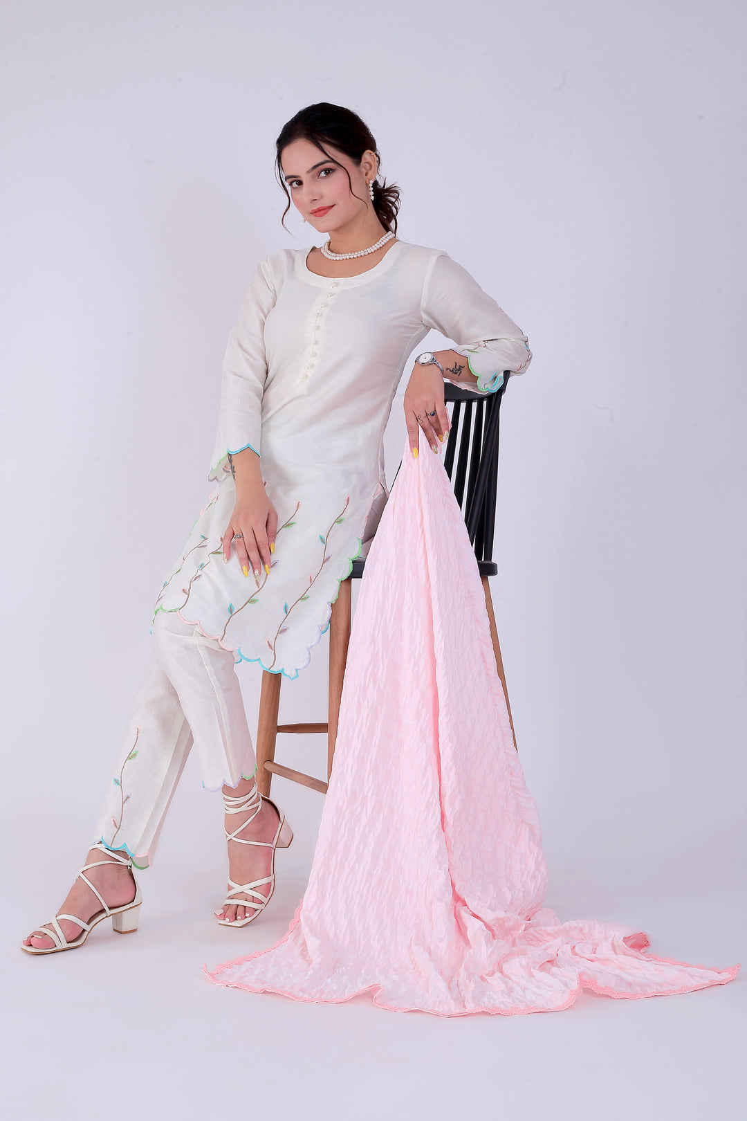 Pink Shibori Tana Suit Set – Blossoming Pink Elegance - Nirsha