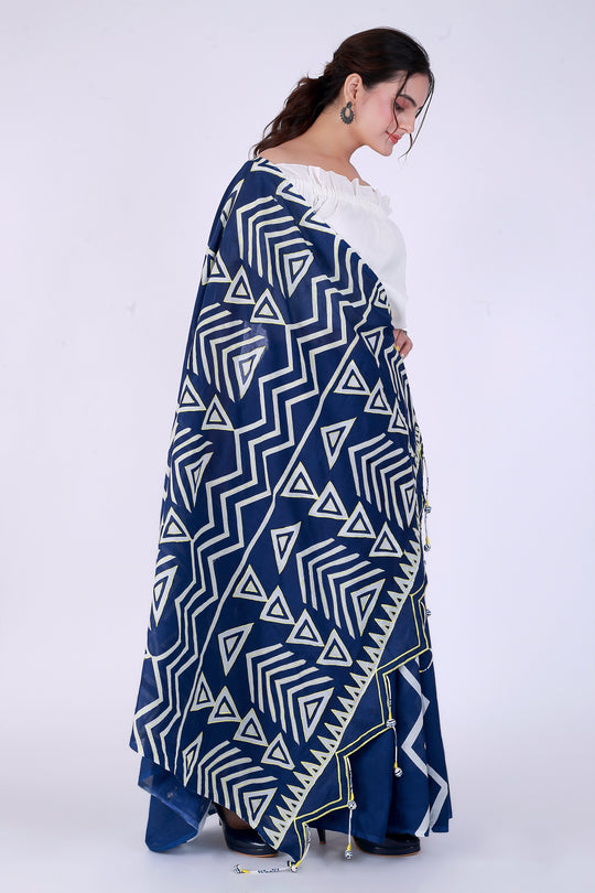 Navy Blue Geometry Saree – Patterns of Precision