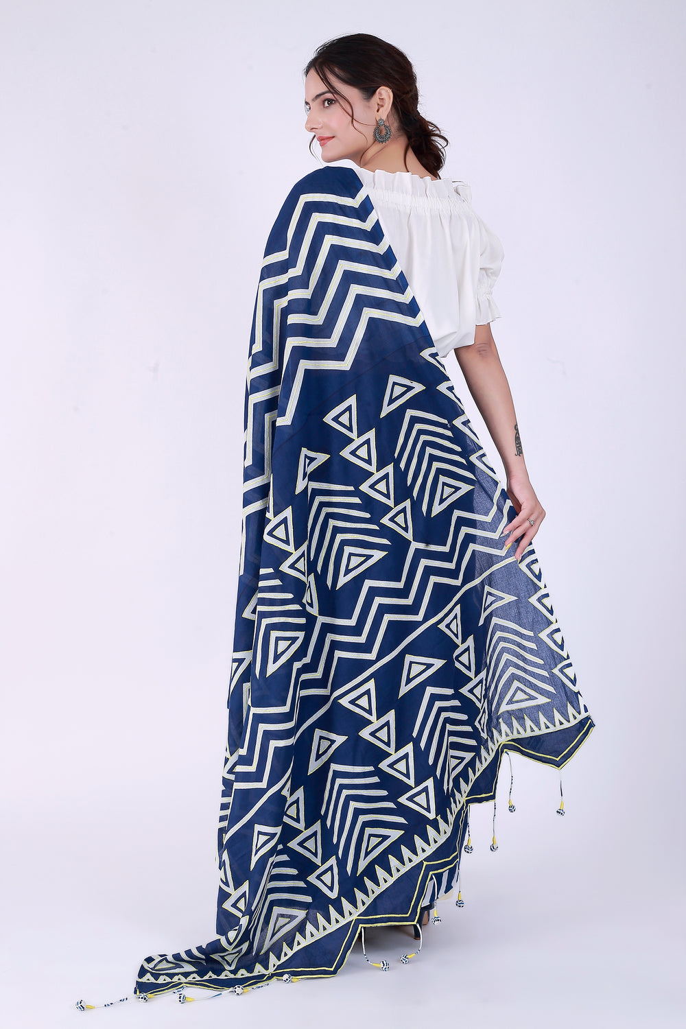 Navy Blue Geometry Saree – Patterns of Precision