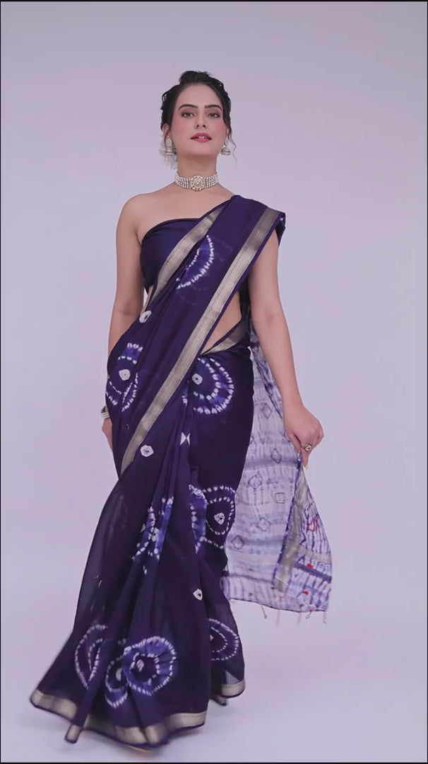 KajuKatli Navy Blue Saree – Sweet Elegance