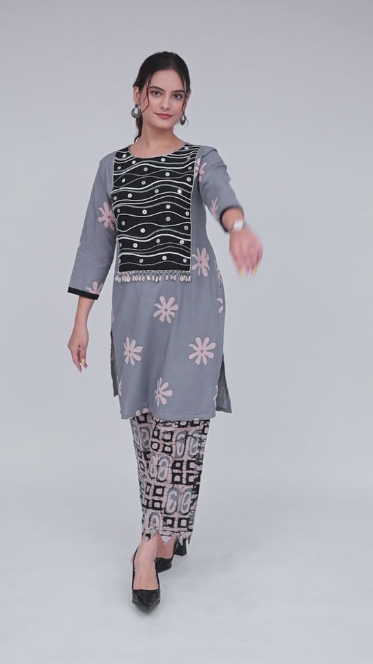 Haseena Mystical Grace Suit Set – Grey and Black